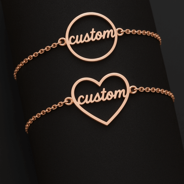 Customized Heart Circle Name Bracelet - Image 3
