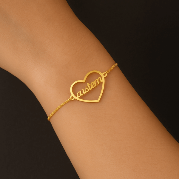 Customized Heart Circle Name Bracelet - Image 6