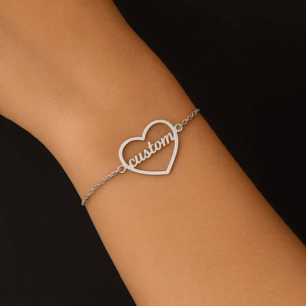 Customized Heart Circle Name Bracelet - Image 7