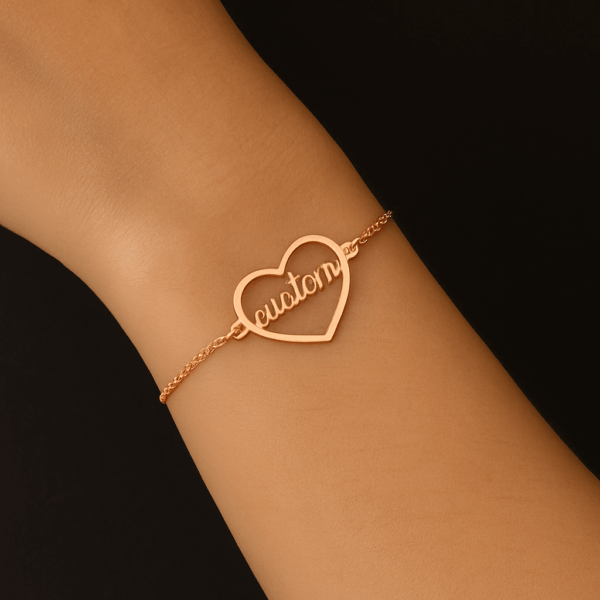 Customized Heart Circle Name Bracelet - Image 8