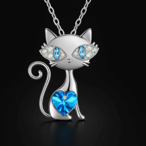 Hypnotic Crystal Cat Pendant Necklace