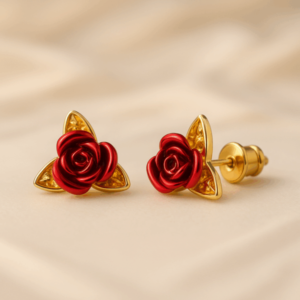 Rose Flower Design Women's Stud Earrings