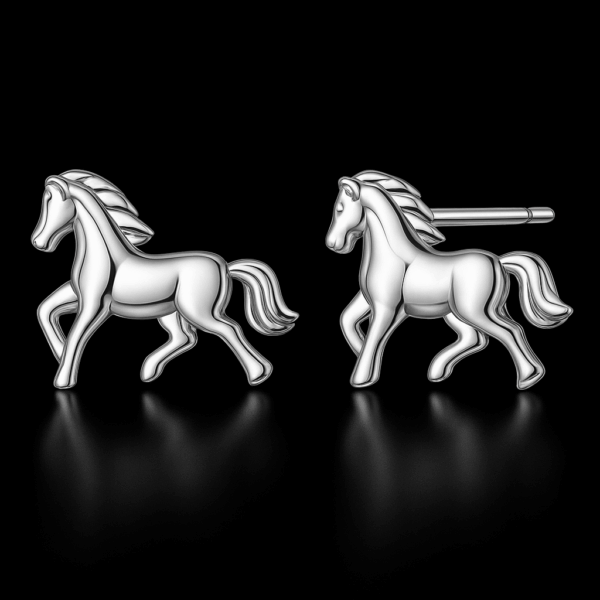 Silver Horse Stud Earrings