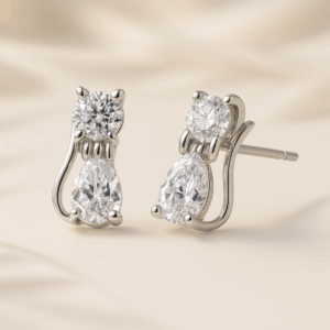 Women's Cute Kitty Silver Earrings