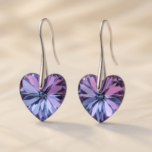 Women's Heart Earrings with Swarovski Crystal