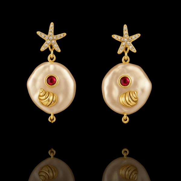 Women's Marine Style Natural Pearl Earrings